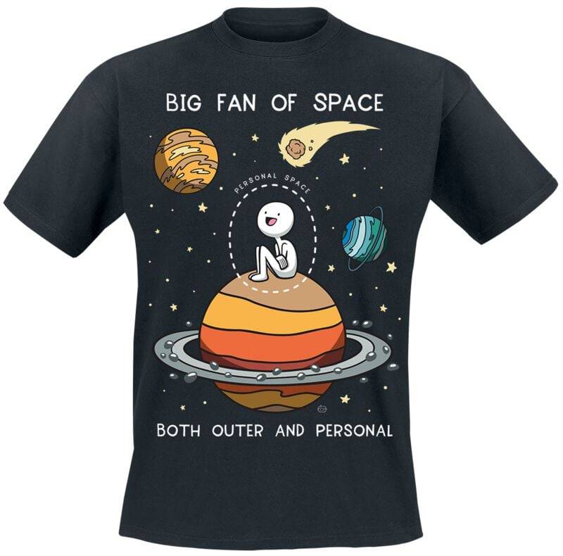 Goodie Two Sleeves Big Fan Of Space T-Shirt schwarz in S von Goodie Two Sleeves