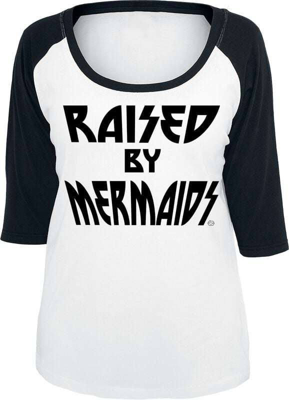 Goodie Two Sleeves Langarmshirt - Raised by mermaids - S bis XXL - für Damen - Größe XXL - schwarz/weiß von Goodie Two Sleeves
