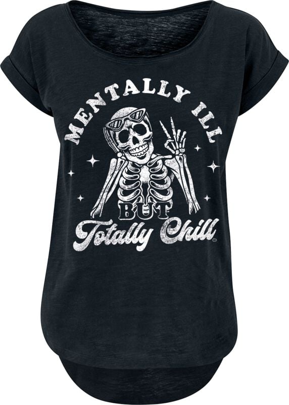 Goodie Two Sleeves Mentally Ill But Totally Chill T-Shirt schwarz in L von Goodie Two Sleeves