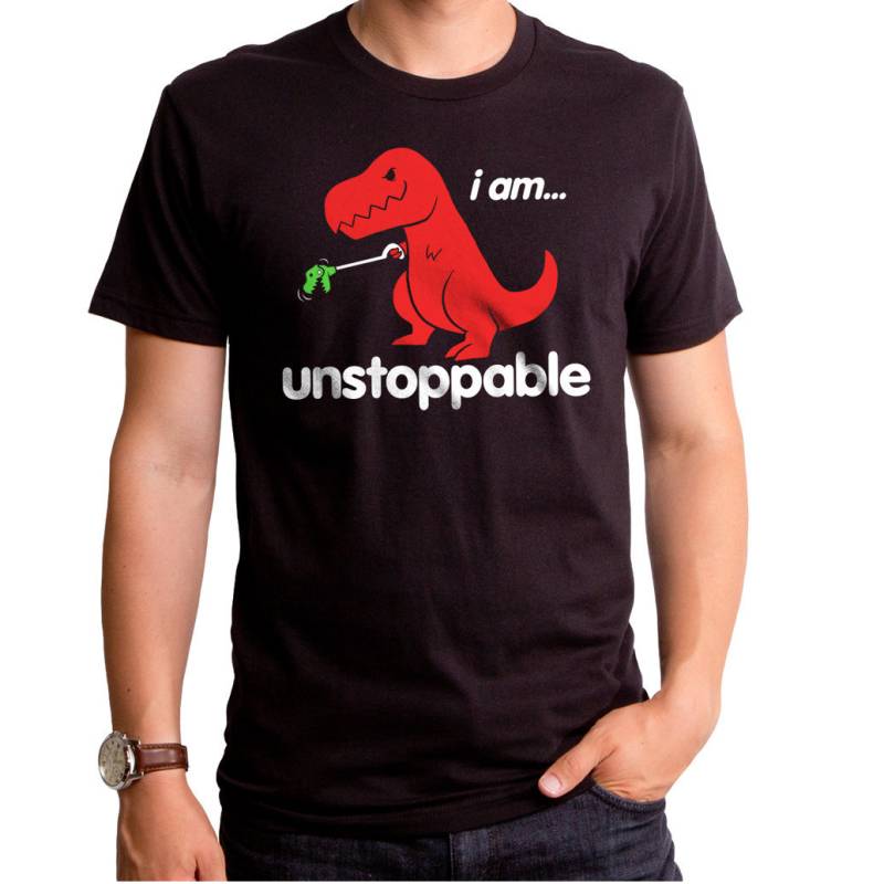 Unstoppable - Unisex T-Shirt Lustiger Dino, Genial, Dinosaurier, Nicht Aufhaltbare Positiv, Gefühl Gut, Roter Groß Rot von GoodieTees