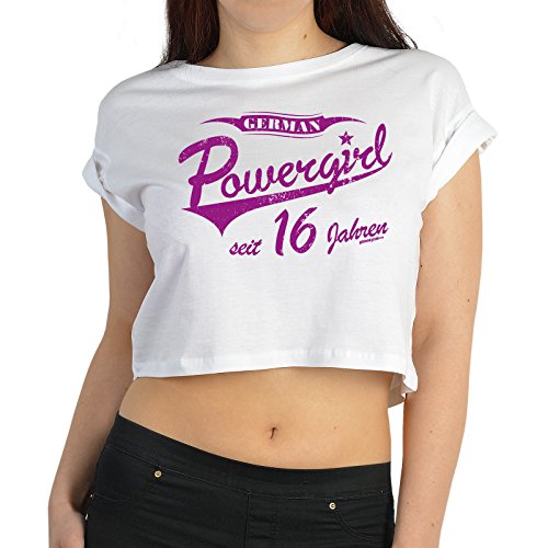 16 Jahre Bauchfreies Geburtstags Crop Top German Powergirl seit 16 Jahren für die Powerfrau Geschenk zum 16. Geburtstag von Goodman Design