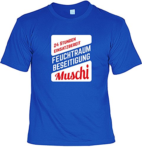 Fun T-Shirt für Männer 24 Stunden Einsatzbereit Feuchtraumbeseitigung Muschi lustiges Sex T-Shirt Hardcore Sex Shirt Farbe: royal-blau Gr: M von Goodman Design