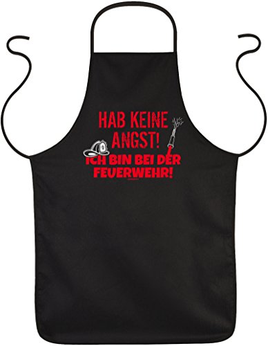Goodman Design Männer Grill - und Kochschürze - Thema Feuerwehr : Hab/Hab keine Angst! Ich bin bei der Feuerwehr Schürze schwarz von Goodman Design