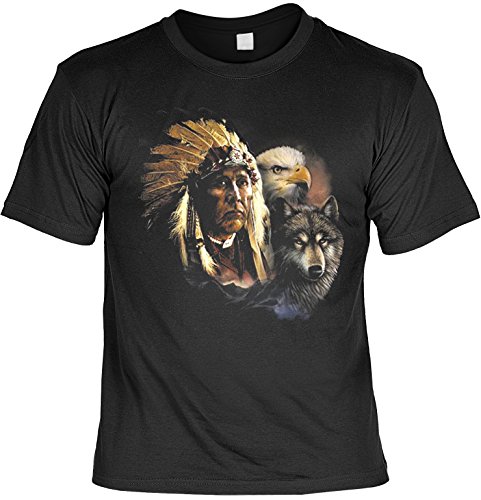 Indianer T-Shirt Dreamcatcher Wölfe Wild West T-Shirt Spirit Western American Free Spirit Amerika von Goodman Design