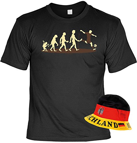 Fan Fussball Set Shirt für Männer und Frauen Homo Stupidus: Fußballer Europameister Nationalmanschaft Fun Fußball Set mit coolem Deutschland Hut von Goodman Design