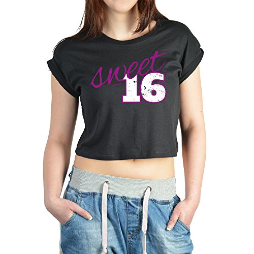 Geschenk zum 16. Geburtstag Bauchfreies Damen Crop Top Sweet 16 Geburtstags T-Shirt für Frauen 16 Jahre von Goodman Design