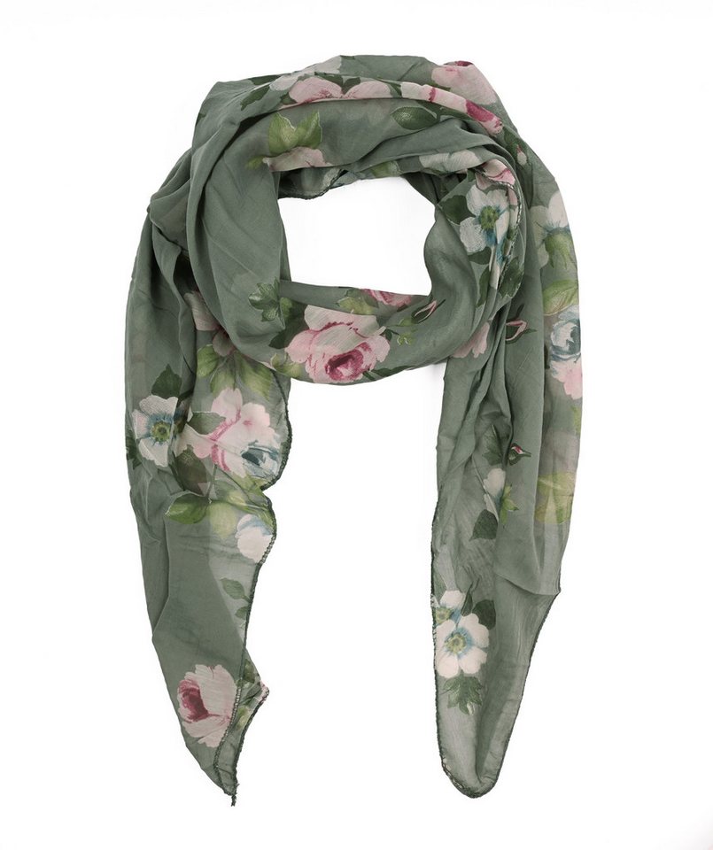 Goodman Design Modeschal Schrägschal mit Blumenmuster Leichter Sommerschal für Damen, Hochwertige Mischung aus Baumwolle und Seide. von Goodman Design