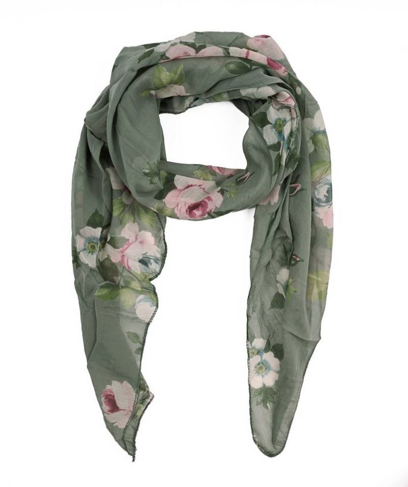 Goodman Design Modeschal Schrägschal mit Blumenmuster Leichter Sommerschal für Damen, Hochwertige Mischung aus Baumwolle und Seide. von Goodman Design