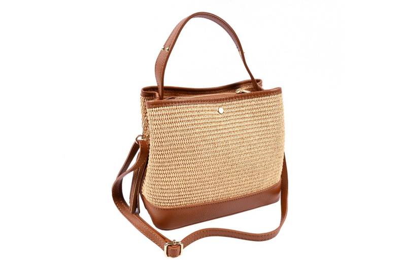Goodman Design Schultertasche Handgefertigte Sommer-Handtasche aus Leder und Raffia – Made in Italy, Präzise Verarbeitung und langlebige Qualität von Goodman Design