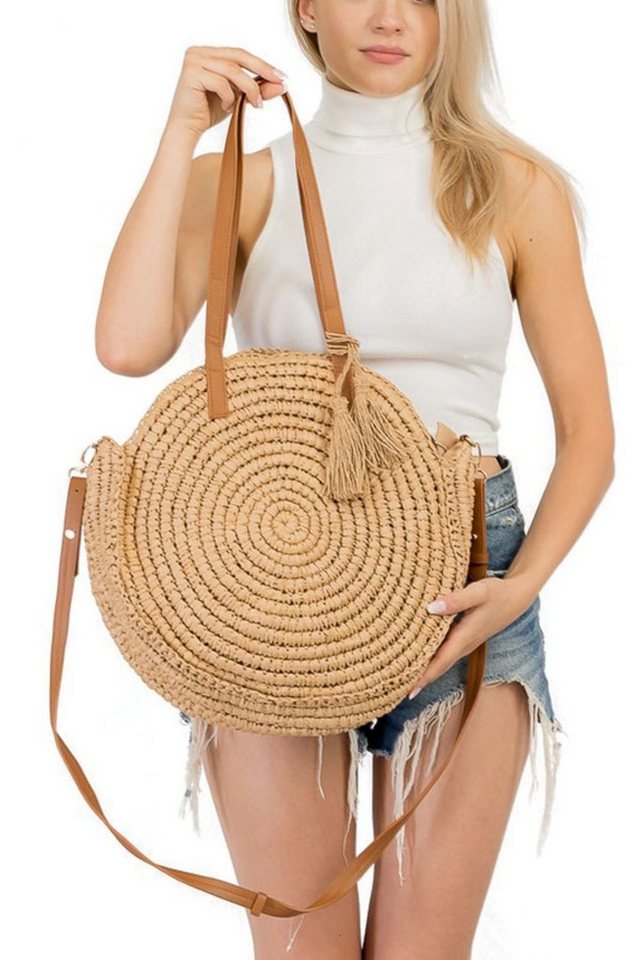 Goodman Design Schultertasche Runde Rattan Schulter- und Umhängetasche – Boho Sommertrend, Hochwertiges Verarbeitung von Goodman Design