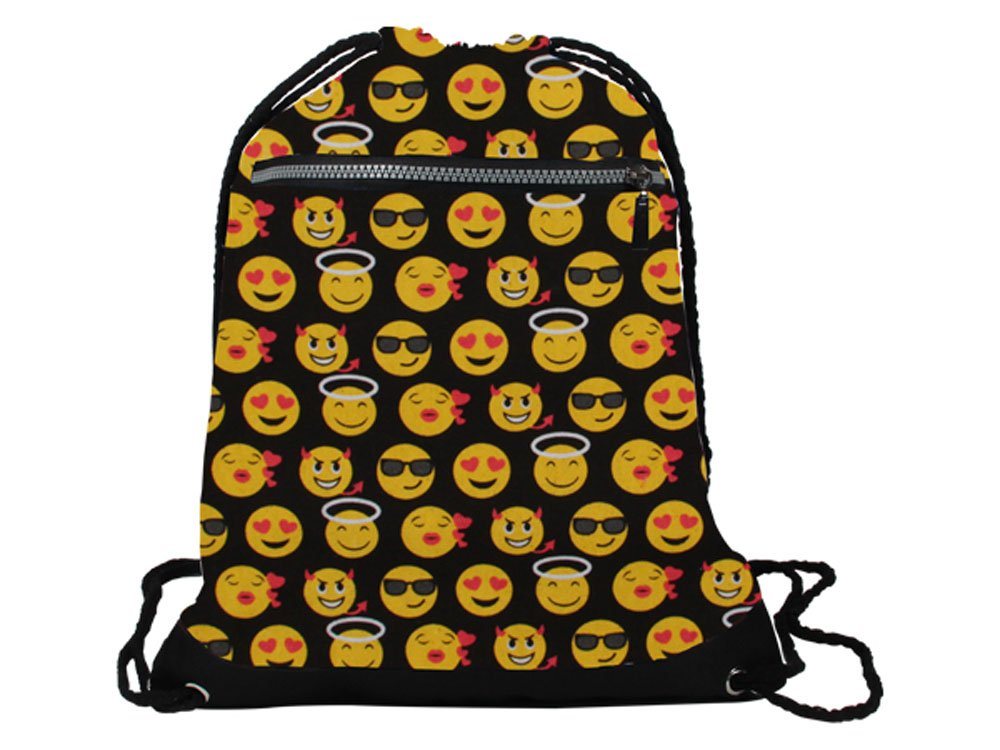 Goodman Design Turnbeutel Gym Bag Sportbeutel Gymsack Emoticons cool, küssen, verliebt, Teufel, Reißverschlussfach von Goodman Design