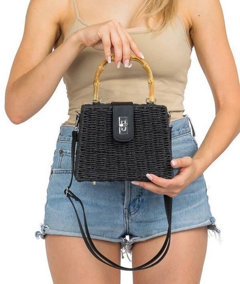 Goodman Design Umhängetasche Rattan-Umhängetasche mit Bambusgriff – stilvoll und vielseitig, 2-in-1 Design – als Handtasche oder als Umhängetasche tragbar von Goodman Design