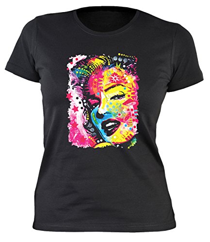 Marilyn Monroe Neon Motiv Damenshirt - Fanshirt : Marilyn - Monroe Portrait T-Shirt Damen Gr: L von Goodman Design