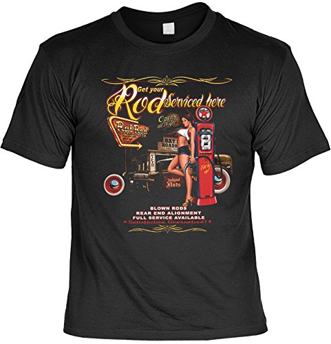 Vintage T-Shirt Rod Serviced here Rockabilly T-Shirt Pin Up Rat Pinup Herren T-Shirt American Laiberl Leiberl Hot Rod Oldschool von Goodman Design