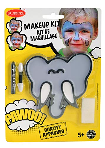 Goodmark 02070809 - Schminkset Elefant bestehend aus: Gesamt 7,4 g Farben (Grau und Weiß), 1,6 g Schminkstift in Schwarz, doppelseitigem Applikator & Schwamm von Goodmark