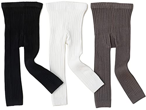 Goodplayer 3 Stück Mädchen Kleinkind Baby Basic Rippe Pullover und Leggings ohne Fuß Strumpfhosen Kids Little Mädchen Kleid Bottom Top Hose - Schwarz - 1-3 Jahre von Goodplayer