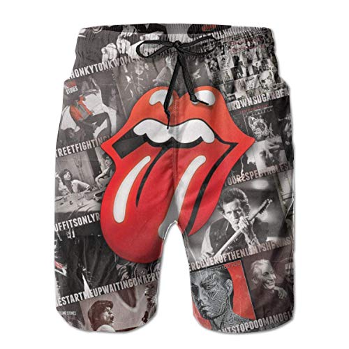 Goodsthing Rolling Stones Herren-Badehose, Quick Dry-Boardshorts, Strandbadebekleidung mit elastischer Taille, Badeanzüge für Herren mit Taschen von Goodsthing