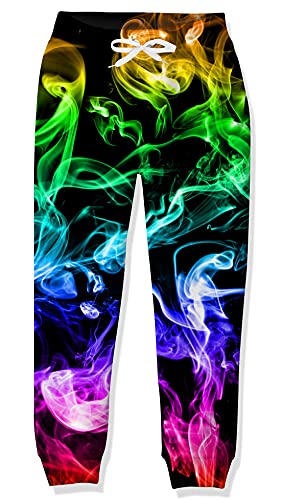 Goodstowoeld 3D Bunter Rauch Hose Kinder Jogginghose Mädchen Trainingsanzug Gedruckten Freizeithose Junge Sweathose Bottoms mit Kordelzug Knöchel Gebundene Hose 12-13 Jahre160 von Goodstoworld