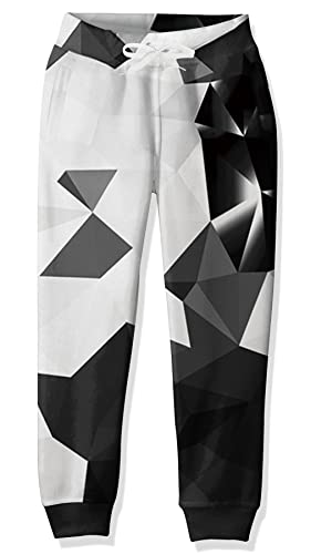 Goodstoworld Kinder Jogginghose Jungen Laufhose Sporthose Mädchen 3D Geometrie Graphic Trainingsanzu Hose mit Tunnelzug Taschen Knöchel Gebundene Hose 10-11 Jahre 130 von Goodstoworld