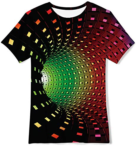 Goodstoworld 3D T Shirt Kinder Jungen Mädchen Bunte Lightinthebox Tunnel Druck T-Shirt Sommer Kurzarm Coole Shirts Teenager Sport Top Kleidung T-Shirts für Kinder 13-14 Jahre（L） von Goodstoworld