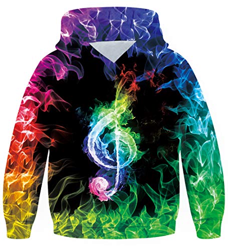 Goodstoworld Fleece Farbe Flamme Pullover Kinder Mädchen Jungen 3D Kapuzenpullover Hoodie Coole Druck Lange Ärmel mit Tasch Sweatshirt Pulli Teen 6-7 Jahre von Goodstoworld