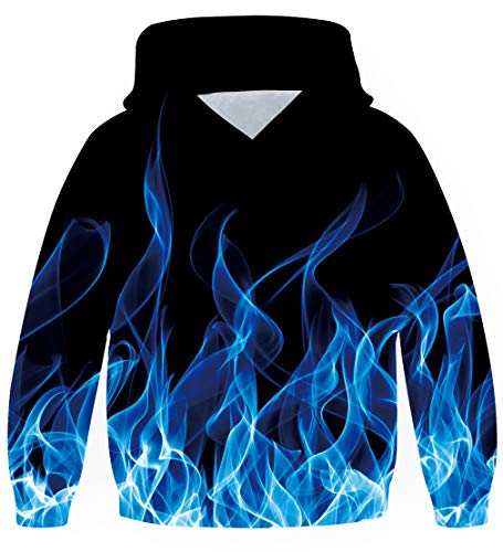 Goodstoworld Fleece Flamme Pullover Kinder Mädchen Jungen 3D Kapuzenpullover Hoodie Coole Druck Lange Ärmel mit Tasch Sweatshirt Pulli Teen 6-7 Jahre von Goodstoworld