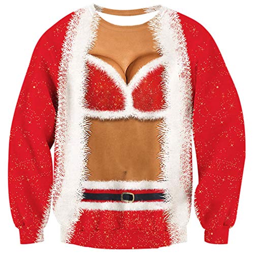Goodstoworld Fun Christmas Pullover Jugendliche Mädchen Rot 3D Druck Weihnachten Weihnachtspullover Sweatshirt S von Goodstoworld
