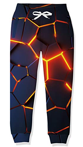Goodstoworld Jogginghose Kinder Hosen JungsTrainingshose Mädchen Sporthose Freizeithose Rote Lava Trainingsanzug Bottoms 3D Druck Hose 8-9 Jahre 150 von Goodstoworld