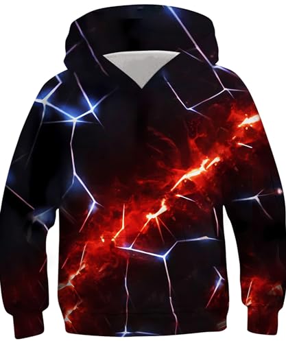 Goodstoworld Pullover Jungen Pulli Kinder Jungen 3D Blitz Hoodie Sweatshirt Mädchen Kapuzenshirt Kapuzenpullover Coole Pulli 6-8 Jahre von Goodstoworld