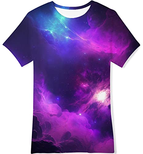 Goodstoworld T Shirt Kinder Jungen Mädchen 3D Galaxis Druck T-Shirt Sommer Kurzarm Funny Shirts Teenager Sport Top Kleidung Blau T-Shirts für Kinder 9-12 Jahre（M） von Goodstoworld