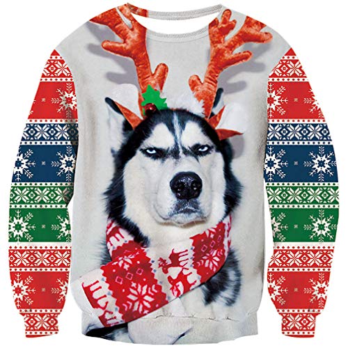 Goodstoworld Ugly Christmas Pullover Herren Damen 3D Weihnachtspullover Unisex Lustig Ugly Christmas Sweater Hässlich Hemd T-Shirt XL von Goodstoworld