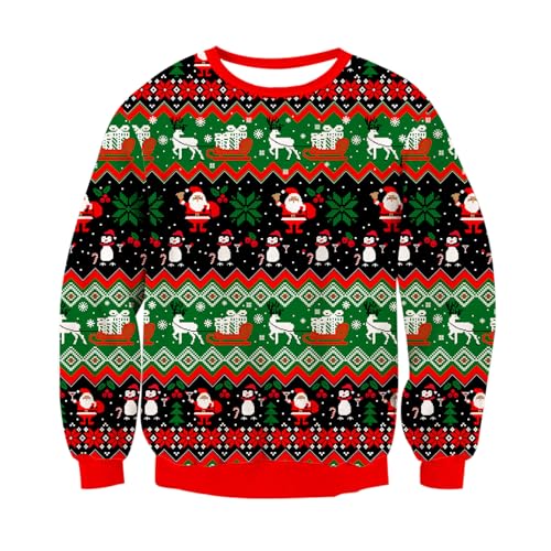 Goodstoworld Ugly Christmas Sweater 3D Weihnachtsmann Weihnachtspullover Herren Damen Xmas Pullover Hässliche Lustige Neuheit Strickpullover Pärchen Partner Sweater S von Goodstoworld
