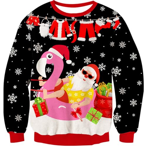 Goodstoworld Ugly Christmas Sweater 3D Weihnachtsmann Weihnachtspullover Herren Damen Xmas Pullover Hässliche Lustige Neuheit Strickpullover Pärchen Partner Sweater XXL von Goodstoworld