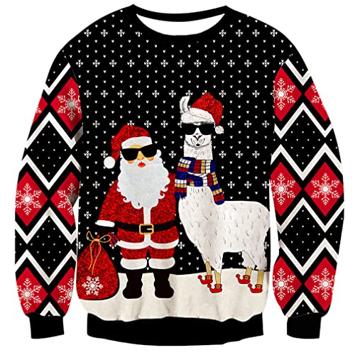 Goodstoworld Ugly Christmas Sweater Damen Herren Weihnachtspullover Rot Weihnachtsmann Unisex Strickpullover Neuheit Strick Pullover Pulli S von Goodstoworld