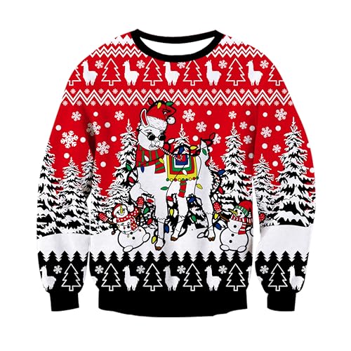 Goodstoworld Weihnachtspullover Männer Damen Alpaca Druck Weihnachtsmann Weihnachts Pullover Unisex Strickpullover Neuheit Ugly Strickmuster Partner Pulli M von Goodstoworld