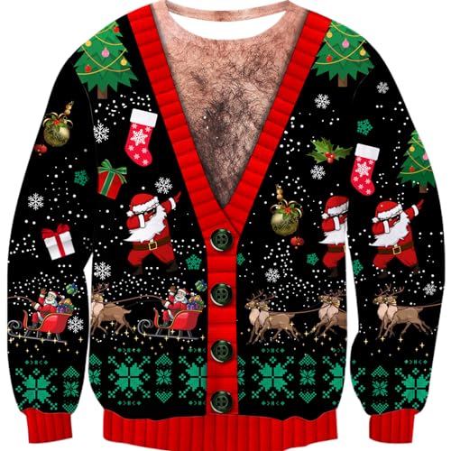 Goodstoworld Weihnachtspullover Männer Damen Ugly Christmas Sweater Cool Hässlich Weihnachtspullover Witzig Schwarz XXL von Goodstoworld