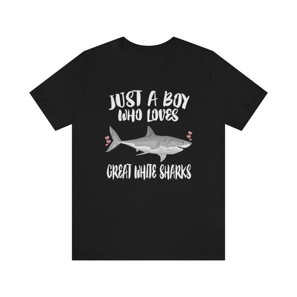 Just A Boy Who Loves Tolles Weißes Hai Shirt, Weißes Liebhaber Geschenk, Tier Erwachsene Kinder T-Shirt von Goodszy
