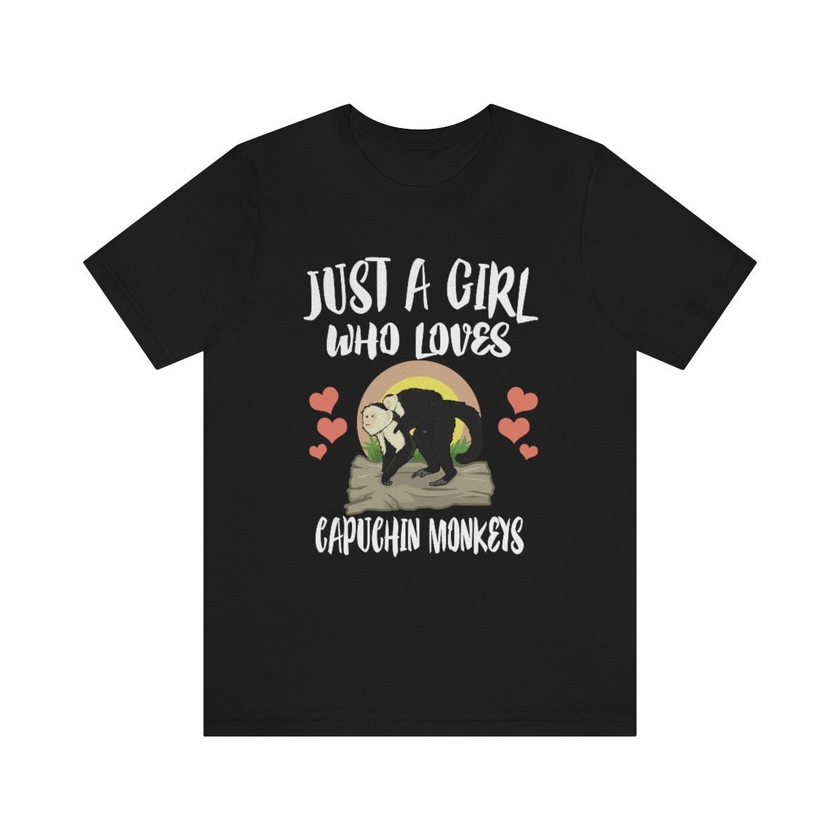 Just A Girl Who Loves Kapuziner Monkeys Shirt, Affe Geschenk, Liebhaber Tier Erwachsene Kinder von Goodszy