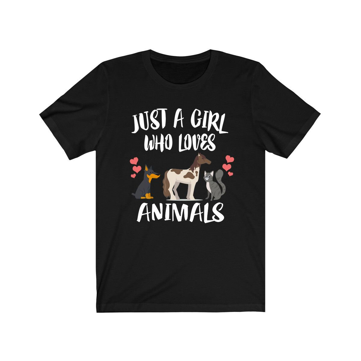 Just A Girl Who Loves Tiere Hund Pferd Katze Erwachsene Kleinkind Säugling Kinder Geschenk T-Shirt von Goodszy