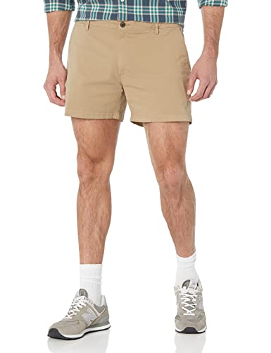 Amazon Essentials Herren 13 cm Flatfront-Chinoshorts mit hohem comfort in schmaler Passform (zuvor Goodthreads), Khakibraun, 31W von Amazon Essentials