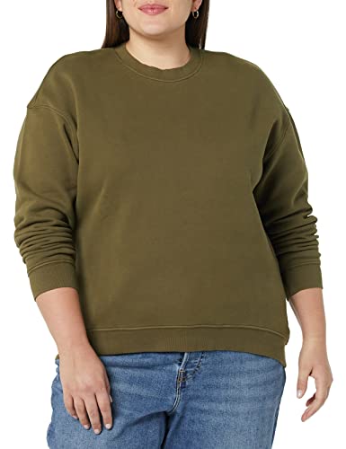 Goodthreads Damen Heritage Fleece-Sweatshirt mit Rundhalsausschnitt, Dunkles Olivgrün, XS von Goodthreads