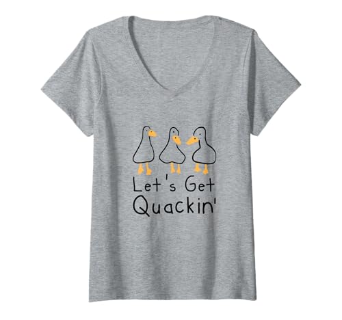 Damen Let's Get Quackin' Funny Duck T-Shirt mit V-Ausschnitt von Goodtogotees