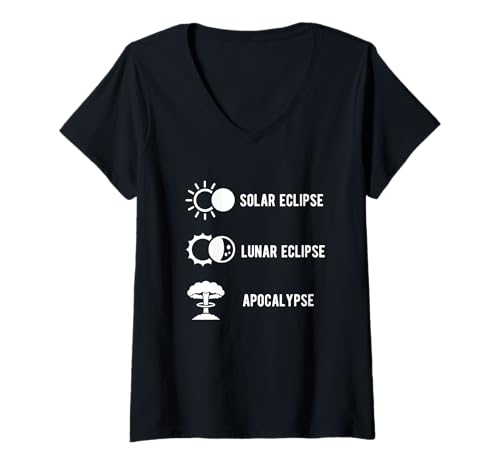 Damen solar Eclipse lunar Eclipse Apocalypse T-Shirt mit V-Ausschnitt von Goodtogotees