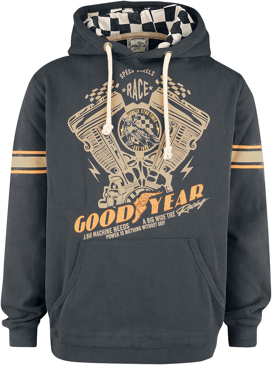 GoodYear - Rockabilly Kapuzenpullover - Princeton - S bis XXL - für Männer - Größe S - dunkelgrau von Goodyear