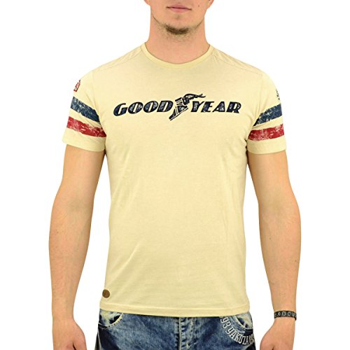 Goodyear Grand Bend Männer T-Shirt beige L 100% Baumwolle Biker, Rockabilly, Rockwear, Streetwear von Goodyear