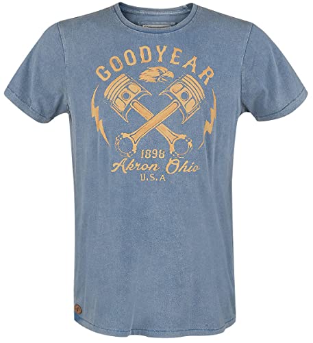 Goodyear Meaford Männer T-Shirt hellblau XL 100% Baumwolle Biker, Rockabilly, Rockwear, Streetwear von Goodyear