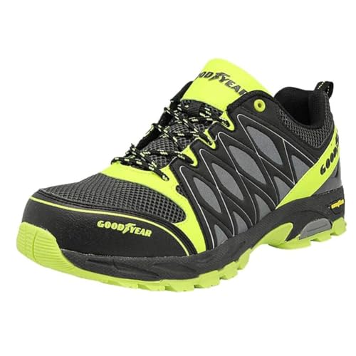 Goodyear Unisex Metallfreie Arbeitssicherheit Trainer mit Non Metallic Stoffkappe S1P / SRA/HRO Chukka Boot, Schwarz Neongrün, 39 EU von Goodyear