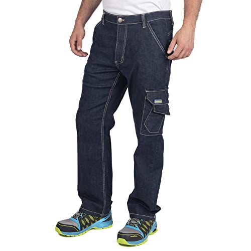 Goodyear Herren Stretch Denim Tischler Stil Seitentasche Arbeit Und Arbeitskleidung Hosen, Marineblau, 32W / 31L EU von Goodyear