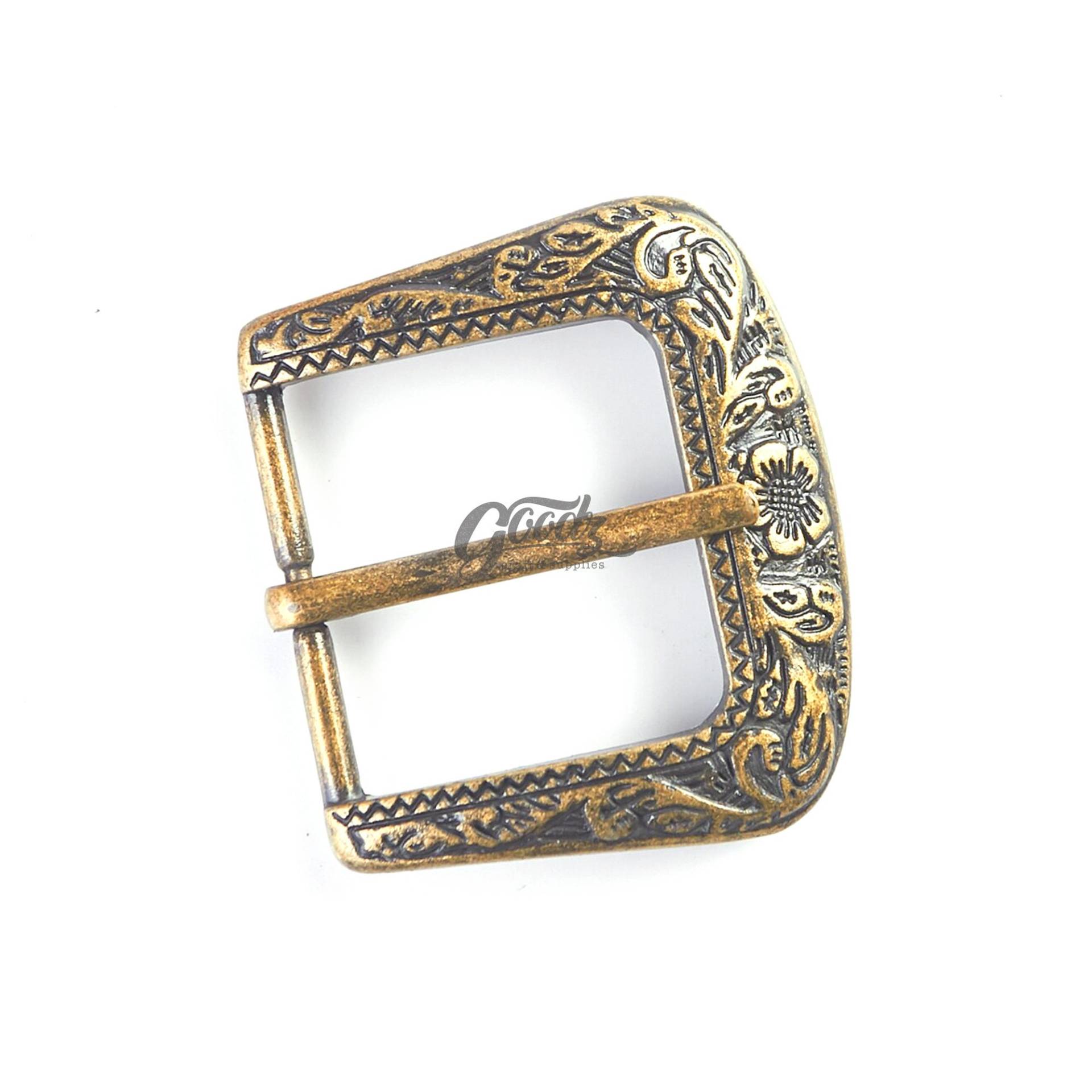 Antike Messing Western Floral Cowboy Gürtelschnalle - 1, 57 ", 40 Mm | Vintage Filigree Rodeo Schnalle von GoodzCraftSupplies