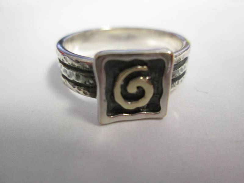 Mirage Square Ring Mit Swirl Design, Sterling Silberring, Geschenk Für Sie, Frau, Mama, Freundin von GoofBallStuff